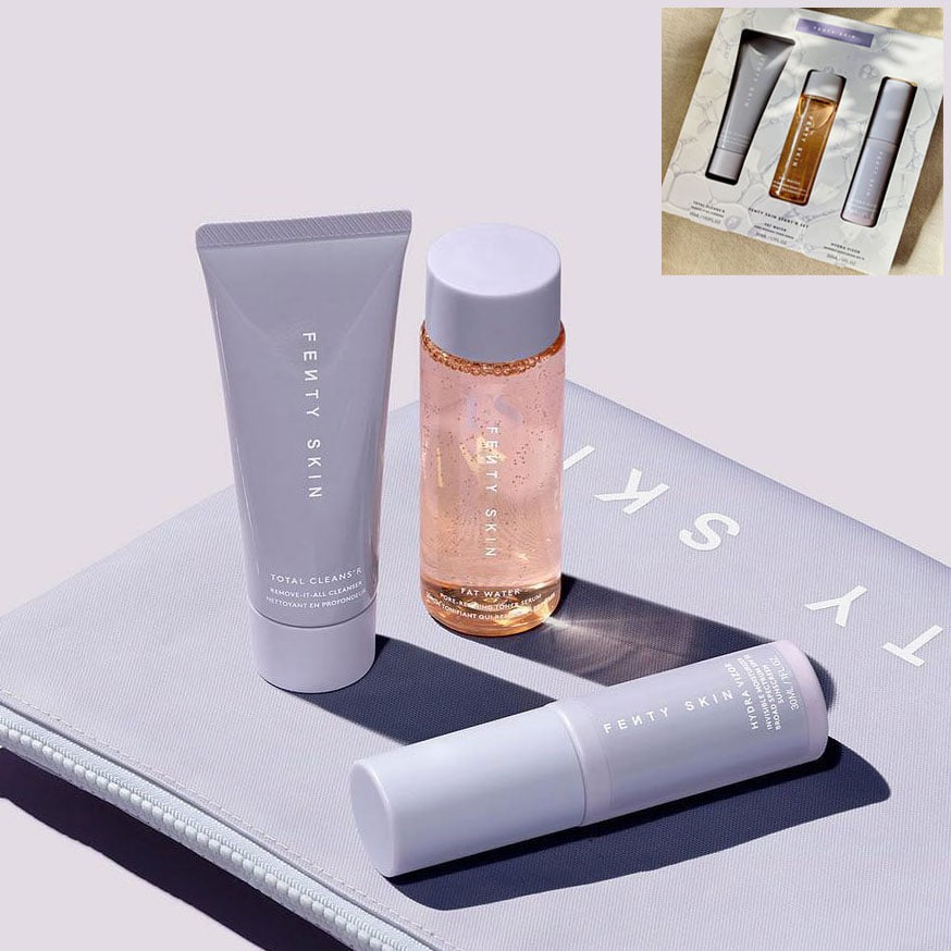 مجموعة بداية السفر Fenty Skin Fenty Skin بحجم السفر، 45 مل، 50 مل و 30 مل