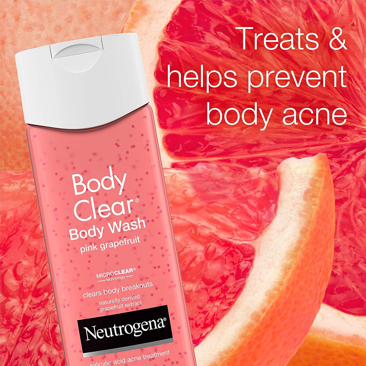 Neutrogena Body Clear Pink Grapefruit Salicylic Acid Acne Treatment Body Wash، 250 مل