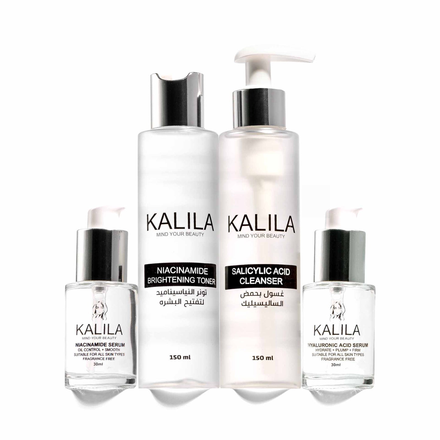 KALILA Niacinamide Serum + Hyaluronic Acid Serum + Toner + Cleanser