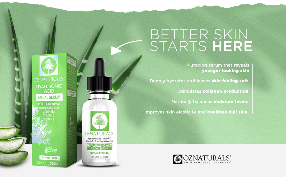 سيروم حمض الهيالورونيك من OZNaturals، 30 مل
