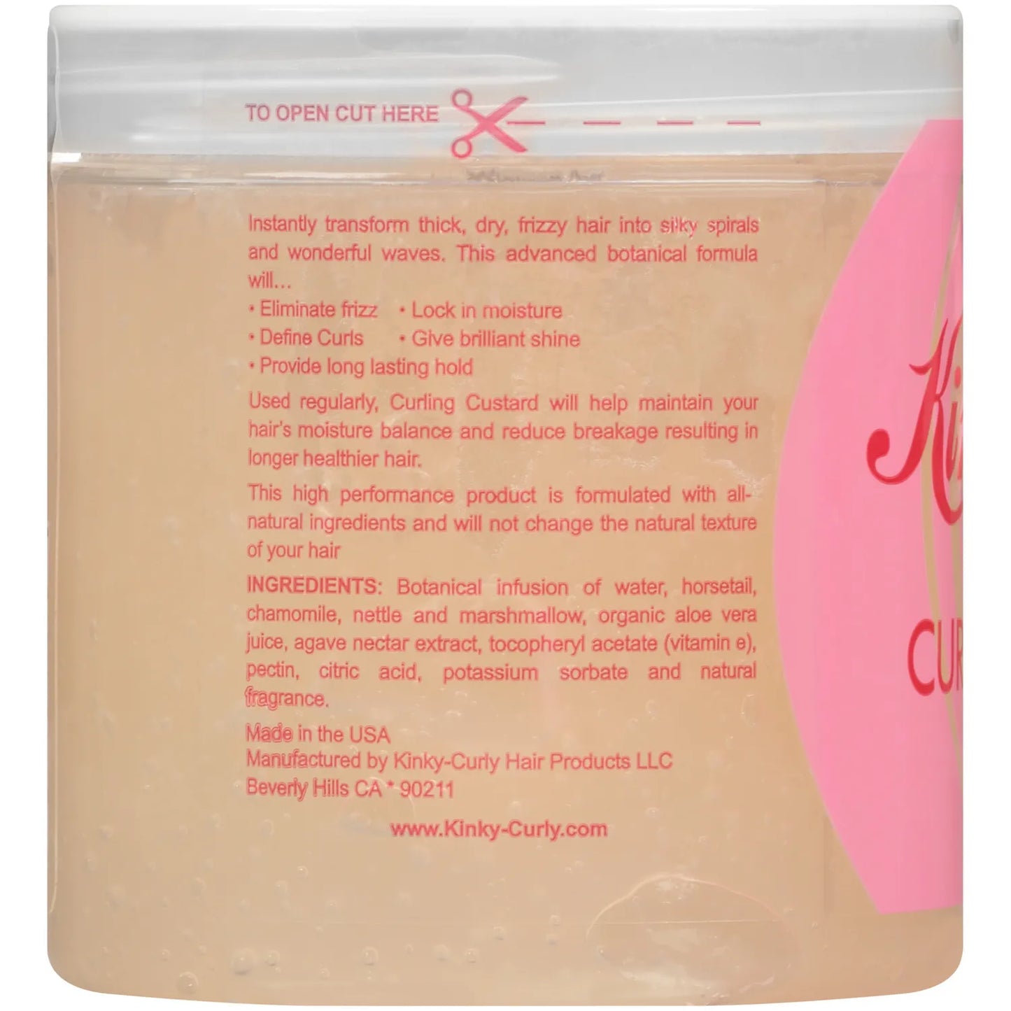 Kinky-Curly، Original Curling Custard، جل التصفيف الطبيعي، 226 مل