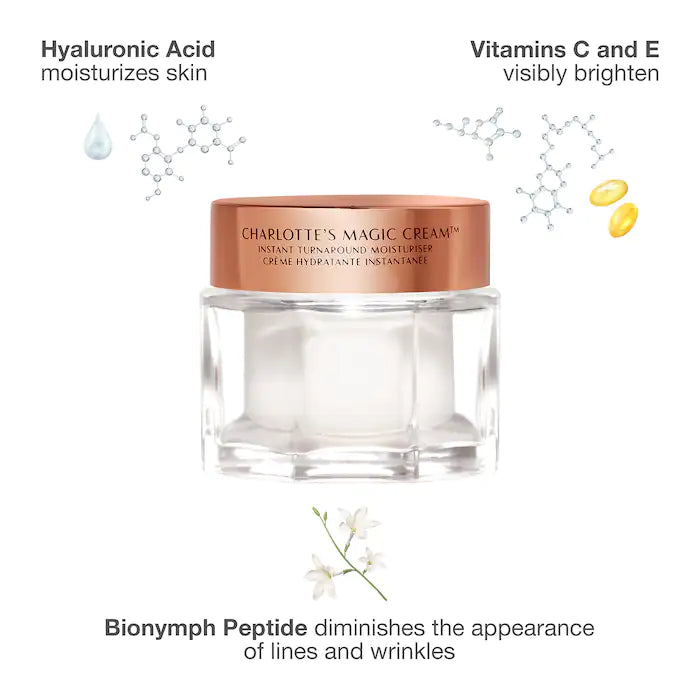Charlotte Tilbury Charlotte's Magic Cream Moisturizer مع حمض الهيالورونيك، 15 مل