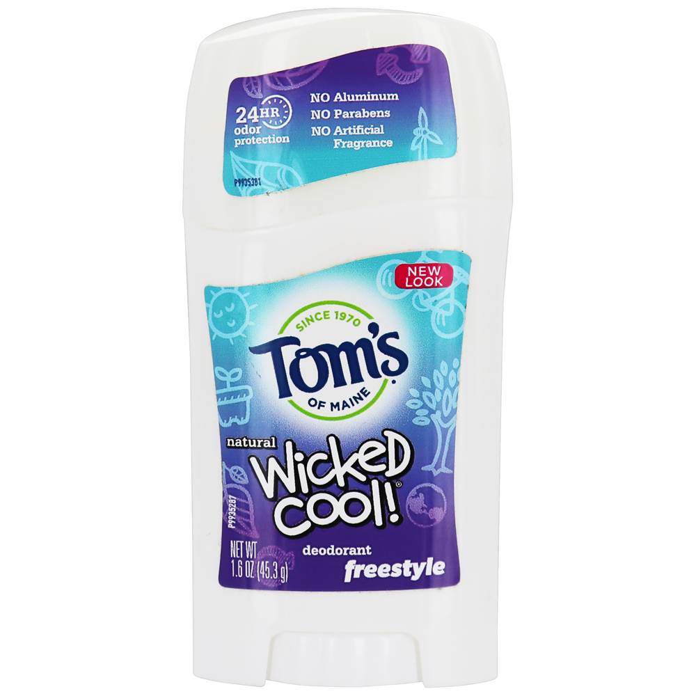 Tom's of Maine Aluminum-Free Wicked Cool! Natural Deodorant for Kids, Freestyle, 45.3 g