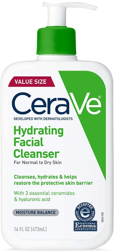 CeraVe Hydrating Face Wash Daily Facial Cleanser for Dry Skin, 473ml