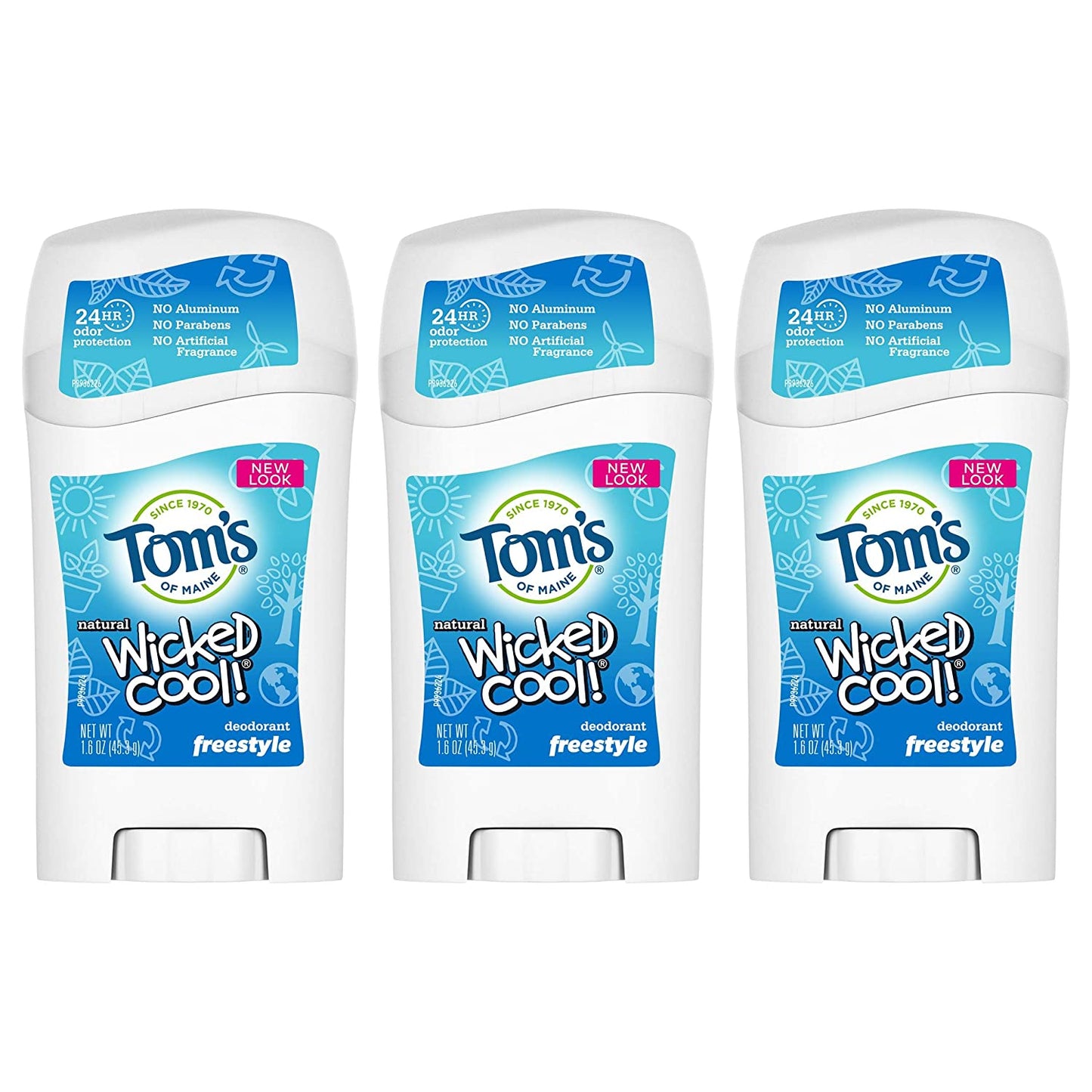 Tom's of Maine Aluminum-Free Wicked Cool! Natural Deodorant for Kids, Freestyle, 45.3 g