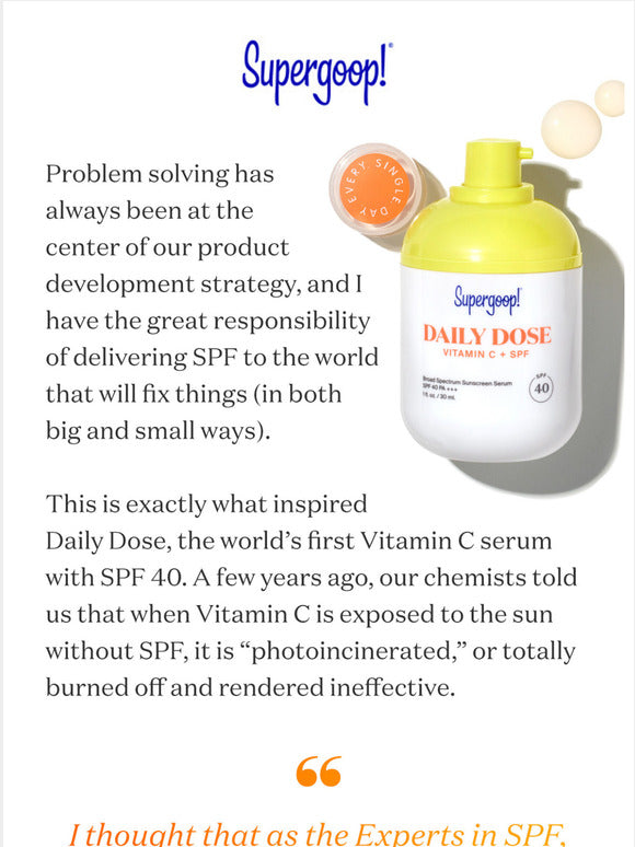 Supergoop, Daily Dose Vitamin C + SPF 40 Sunscreen Serum PA+++, 30ml