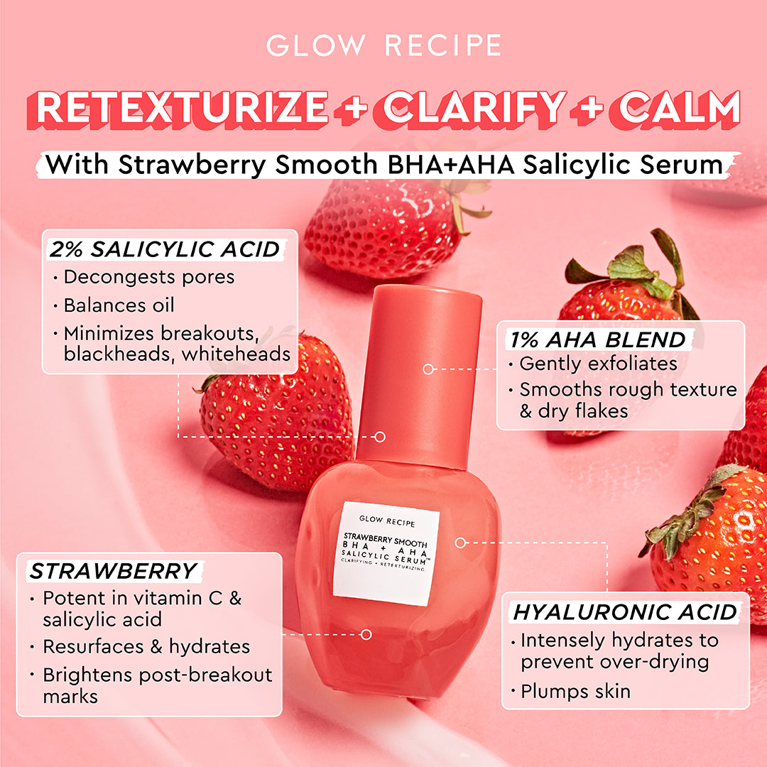 Glow Recipe Strawberry Smooth BHA + AHA Salicylic Acid Serum, 100 ml